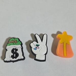 Shoe Charms Set of 3 Money Bag Peace Sign Star